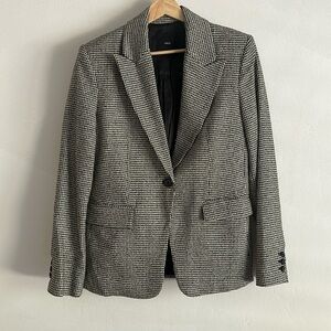Mango black and white Houndstooth wool blend blazer